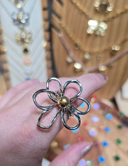 Sortija Flor dos tonos