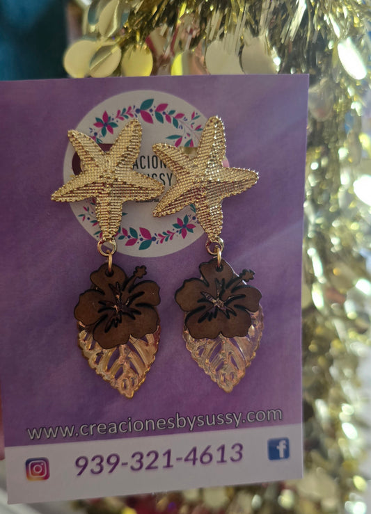 Hoja de amapola aretes