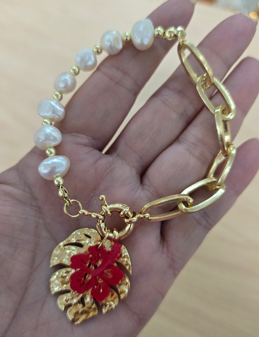 Pulsera doble hoja amapola