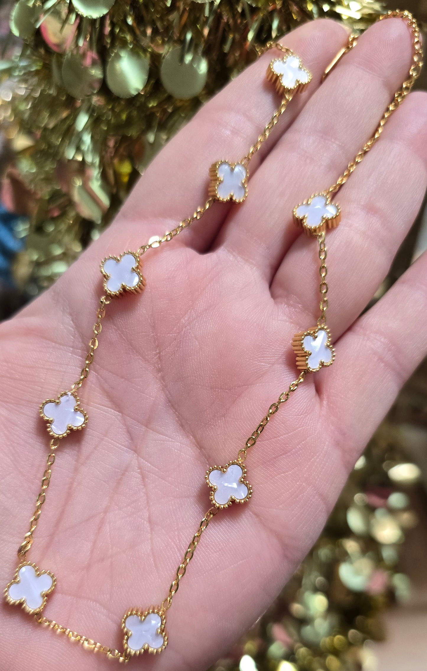 Collar clover blanco mini