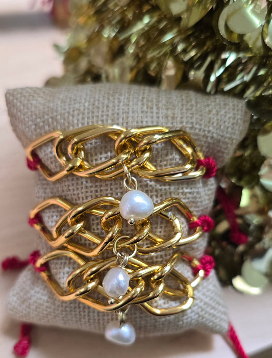 Perla Solitaria hilo Rojo