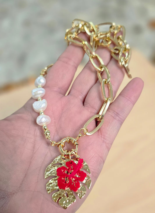Collar hoja amapola