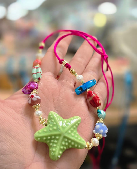 Estrella de mar verde collar