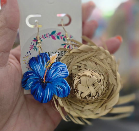 Aretes Amapola azul Pava